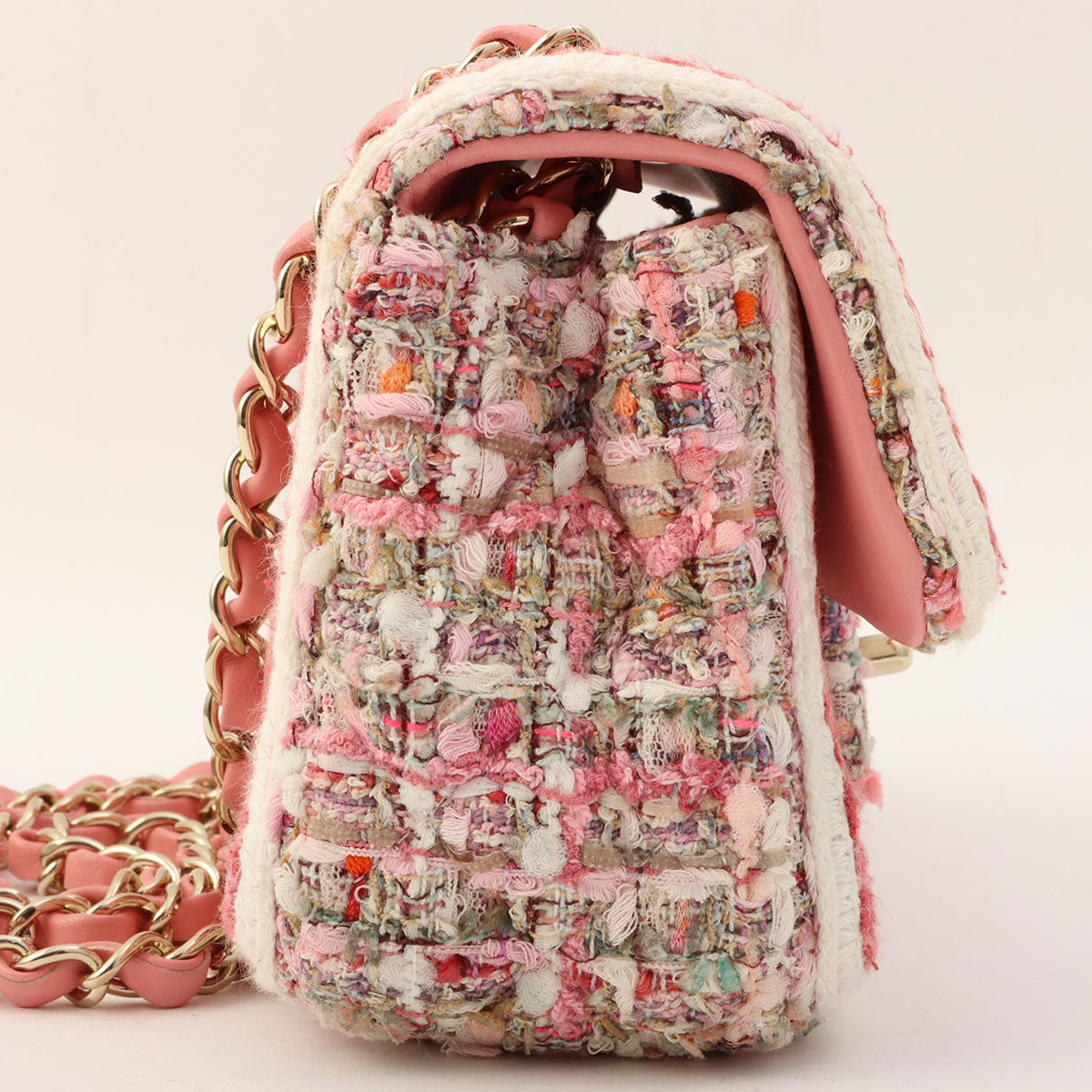 Pink Tweed CC Turn-lock Chain Shoulder Bag, manufactured around 2019