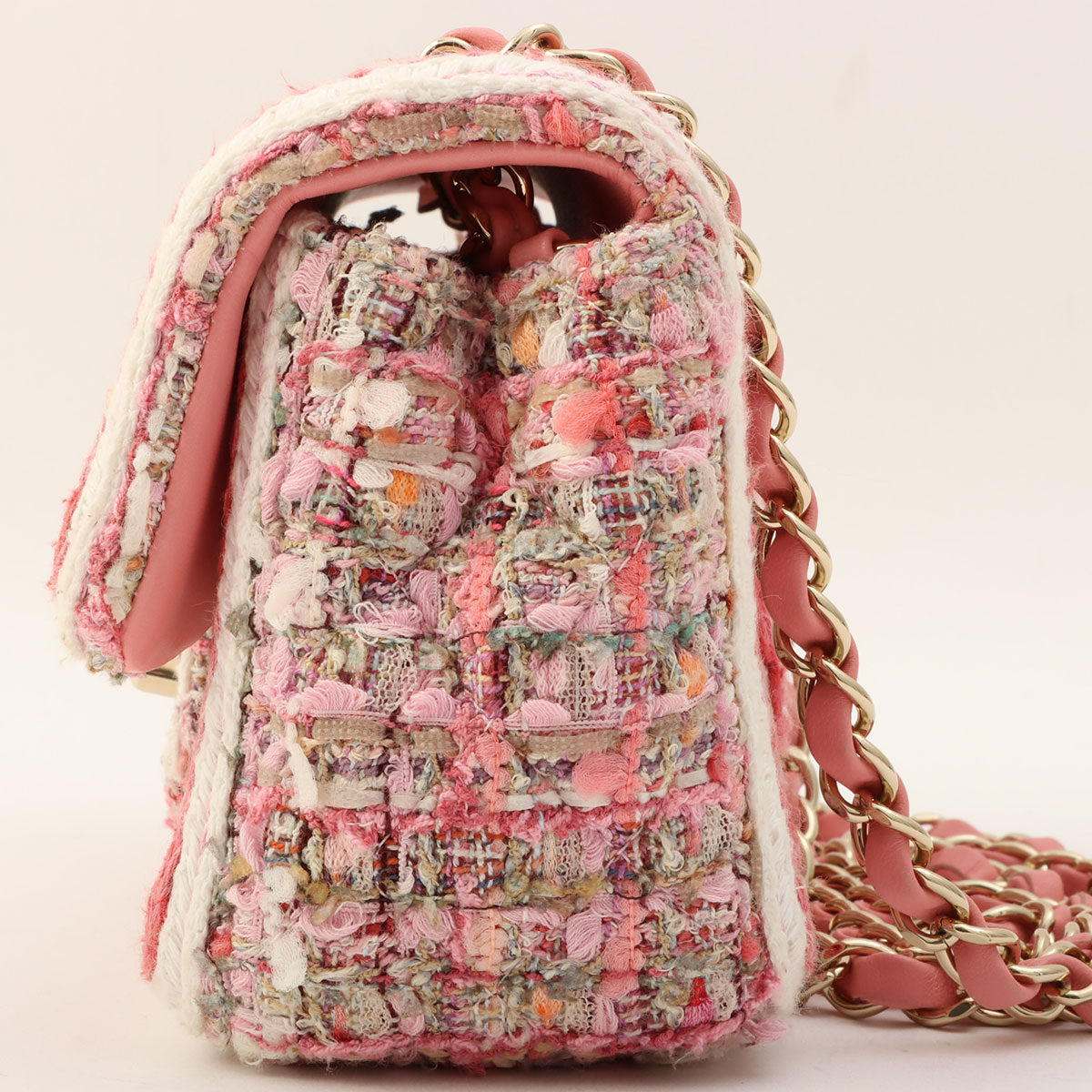 Pink Tweed CC Turn-lock Chain Shoulder Bag, manufactured around 2019