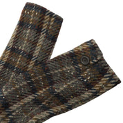 Check Pattern Wood Button Long Coat #M Brown/Multi
