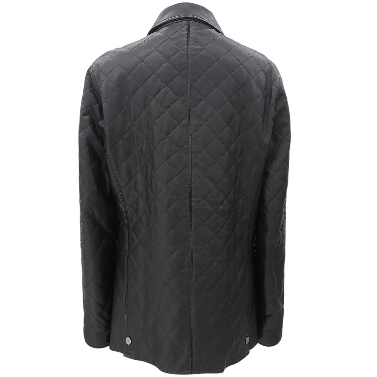 レザーロゴボタンキルティングコート #42 ブラック