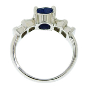 Platinum Sapphire Diamond Design Ring #50 Silver/Blue
