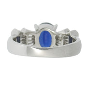Platinum Sapphire Diamond Design Ring #50 Silver/Blue
