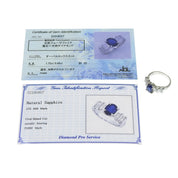 Platinum Sapphire Diamond Design Ring #50 Silver/Blue