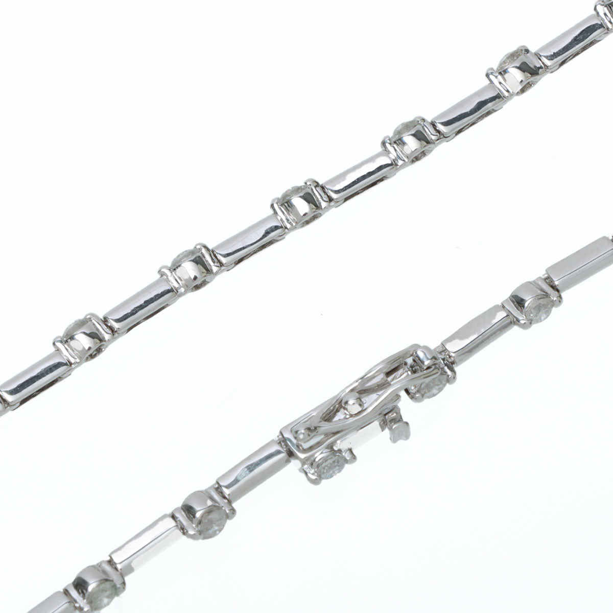18K Diamond Design Bracelet, Silver