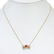 18K Ruby and Diamond Ribbon Motif Necklace Gold/Pink