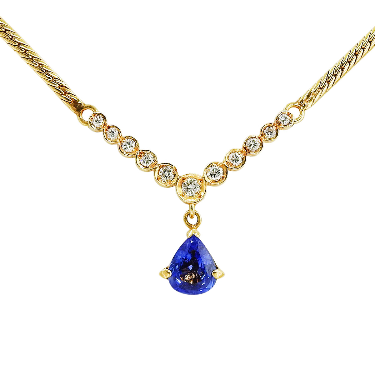 18K Sapphire and Diamond Necklace Gold/Blue