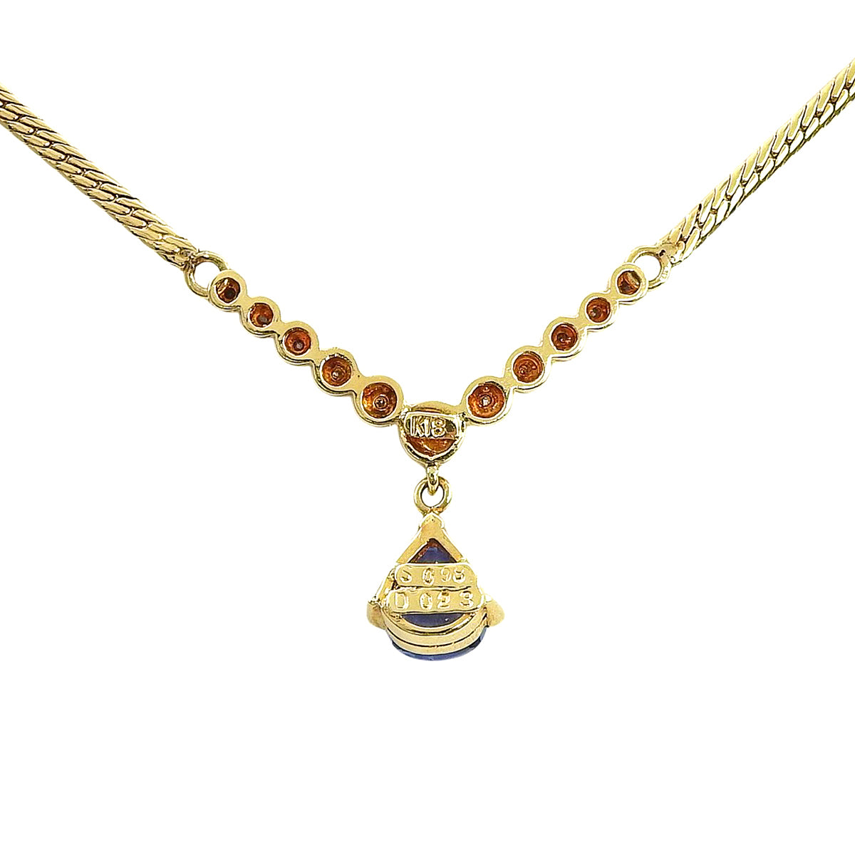18K Sapphire and Diamond Necklace Gold/Blue
