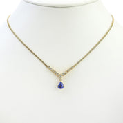 18K Sapphire and Diamond Necklace Gold/Blue