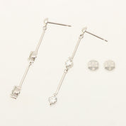 18K Diamond Swing Earrings Silver