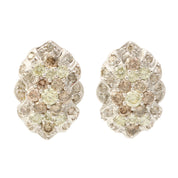 18K Diamond Design Earrings Silver/Yellow/Brown