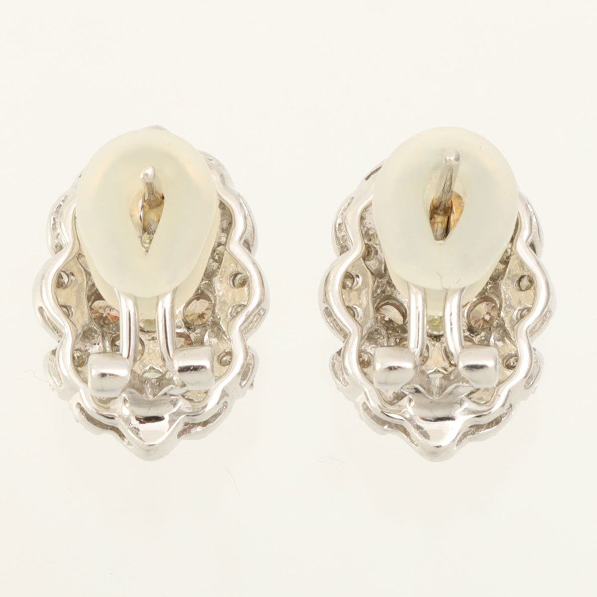 18K Diamond Design Earrings Silver/Yellow/Brown