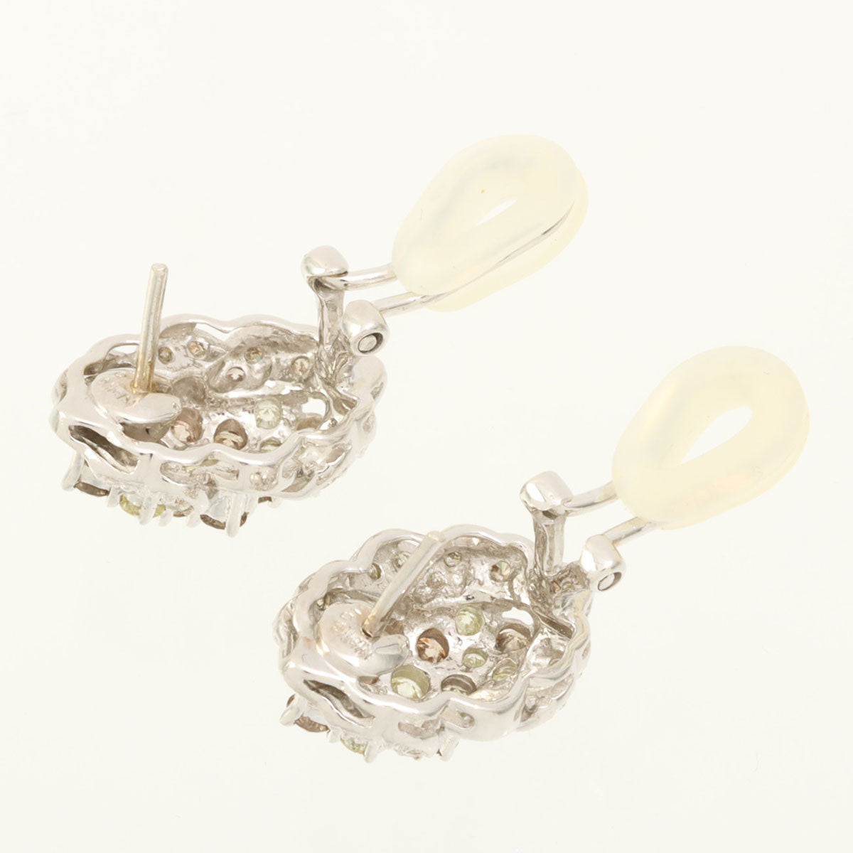 18K Diamond Design Earrings Silver/Yellow/Brown