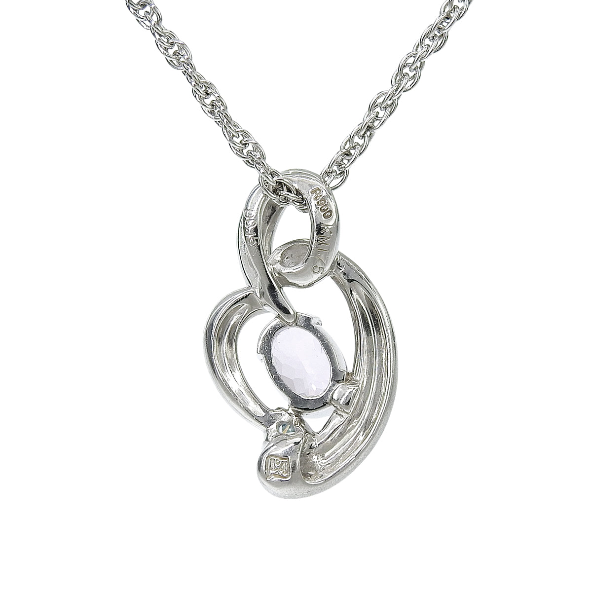 Platinum Kunzite Diamond Necklace - Silver/Pink/Blue
