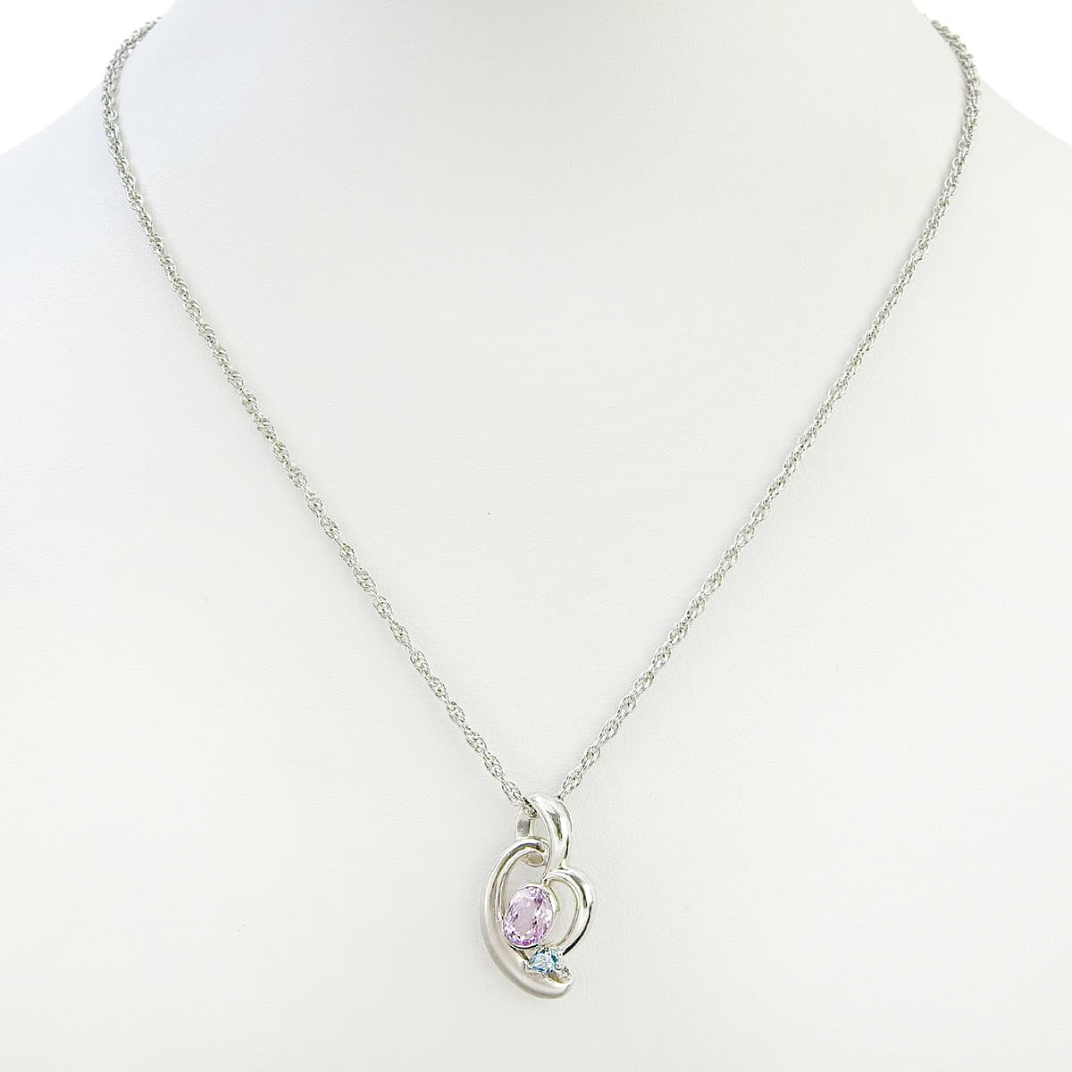Platinum Kunzite Diamond Necklace - Silver/Pink/Blue