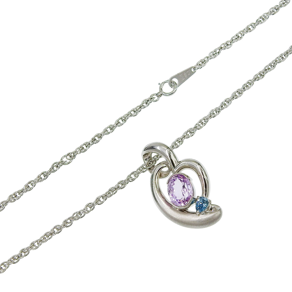 Platinum Kunzite Diamond Necklace - Silver/Pink/Blue