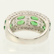 Platinum Garnet Diamond Design Ring #50 Silver/Green