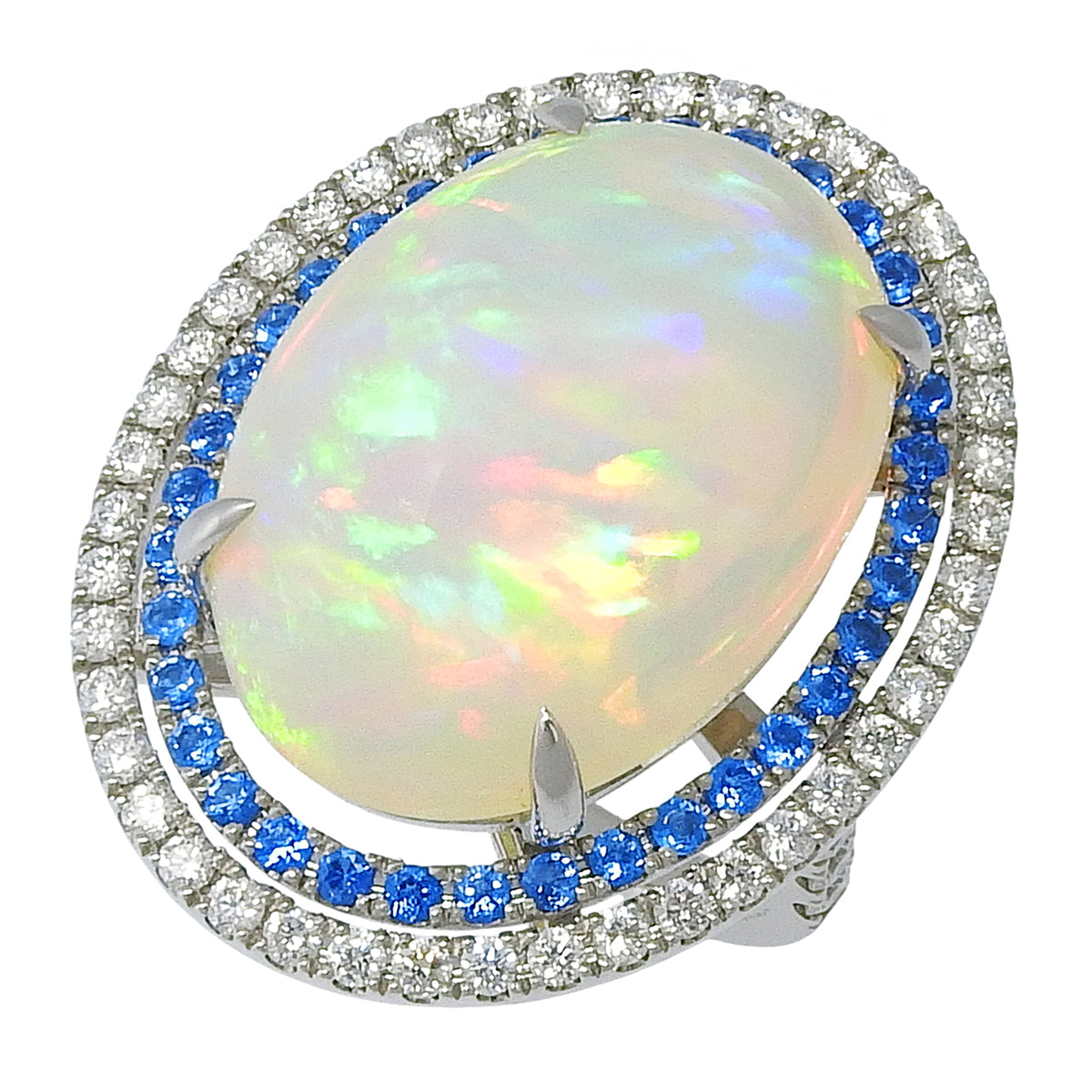 PT900 Opal Hauynite Ring #52 Silver/Multi