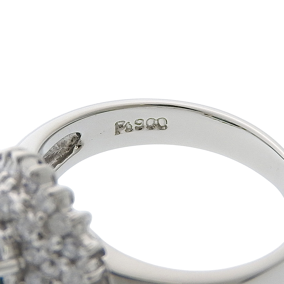 PT900 Sapphire Diamond Ring #50 Silver/Navy