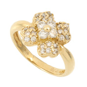 18K Gold Diamond Clover Motif Ring #48