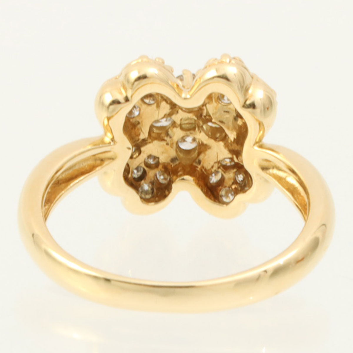 18K Gold Diamond Clover Motif Ring #48