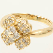18K Gold Diamond Clover Motif Ring #48
