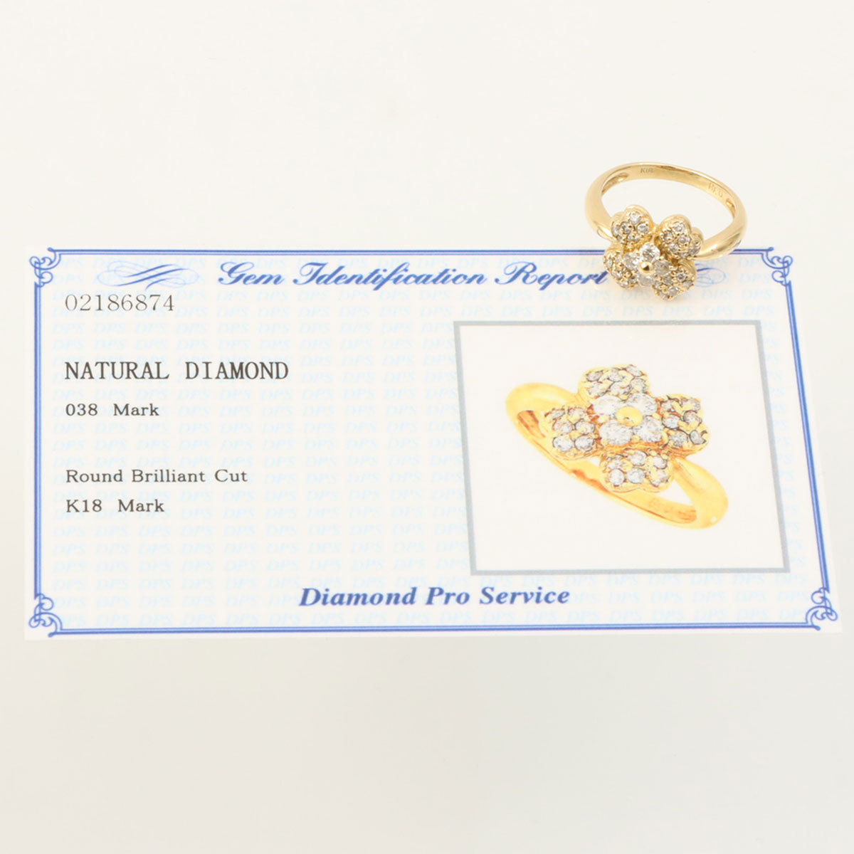 18K Gold Diamond Clover Motif Ring #48