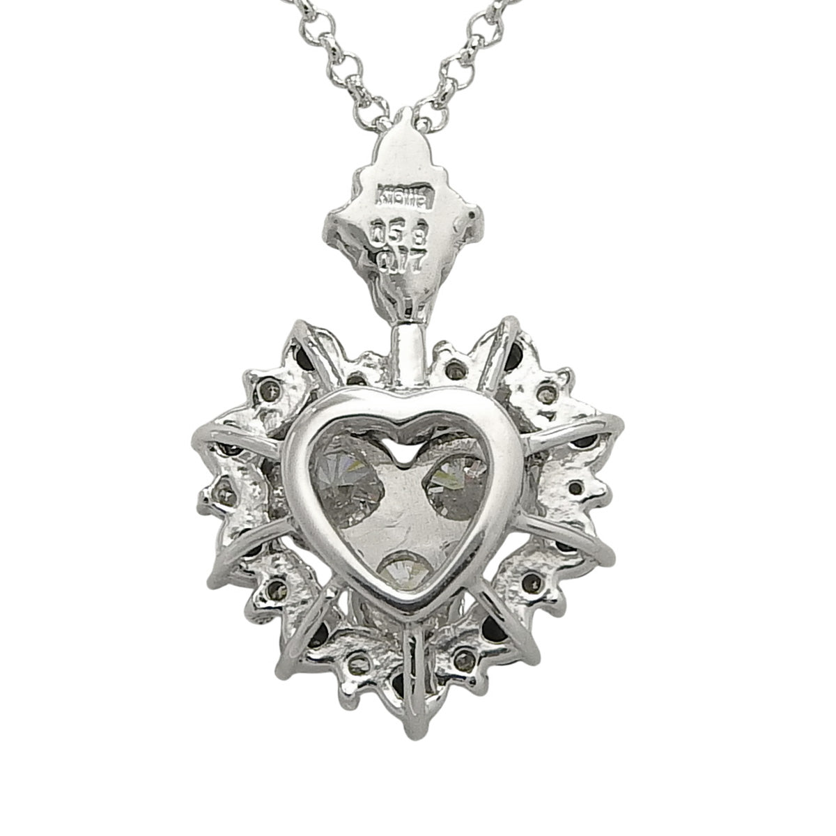 18K White Gold Black Diamond Heart Motif Necklace