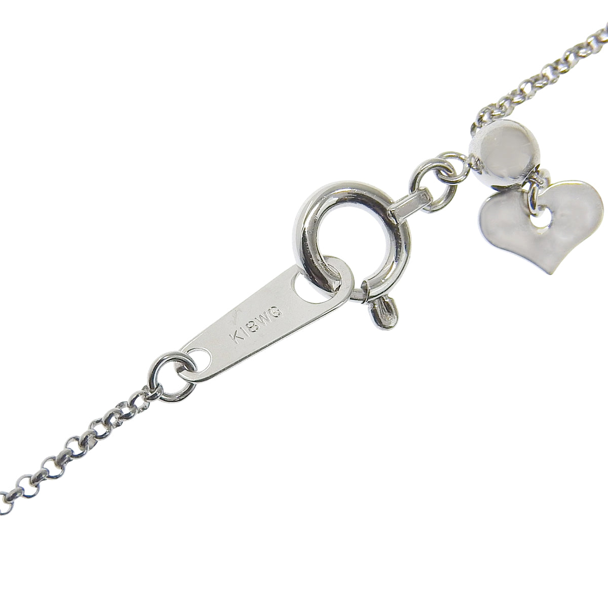 18K White Gold Black Diamond Heart Motif Necklace