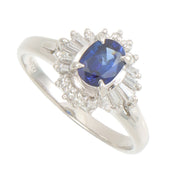 PT900 Sapphire Diamond Ring #53 Silver/Blue