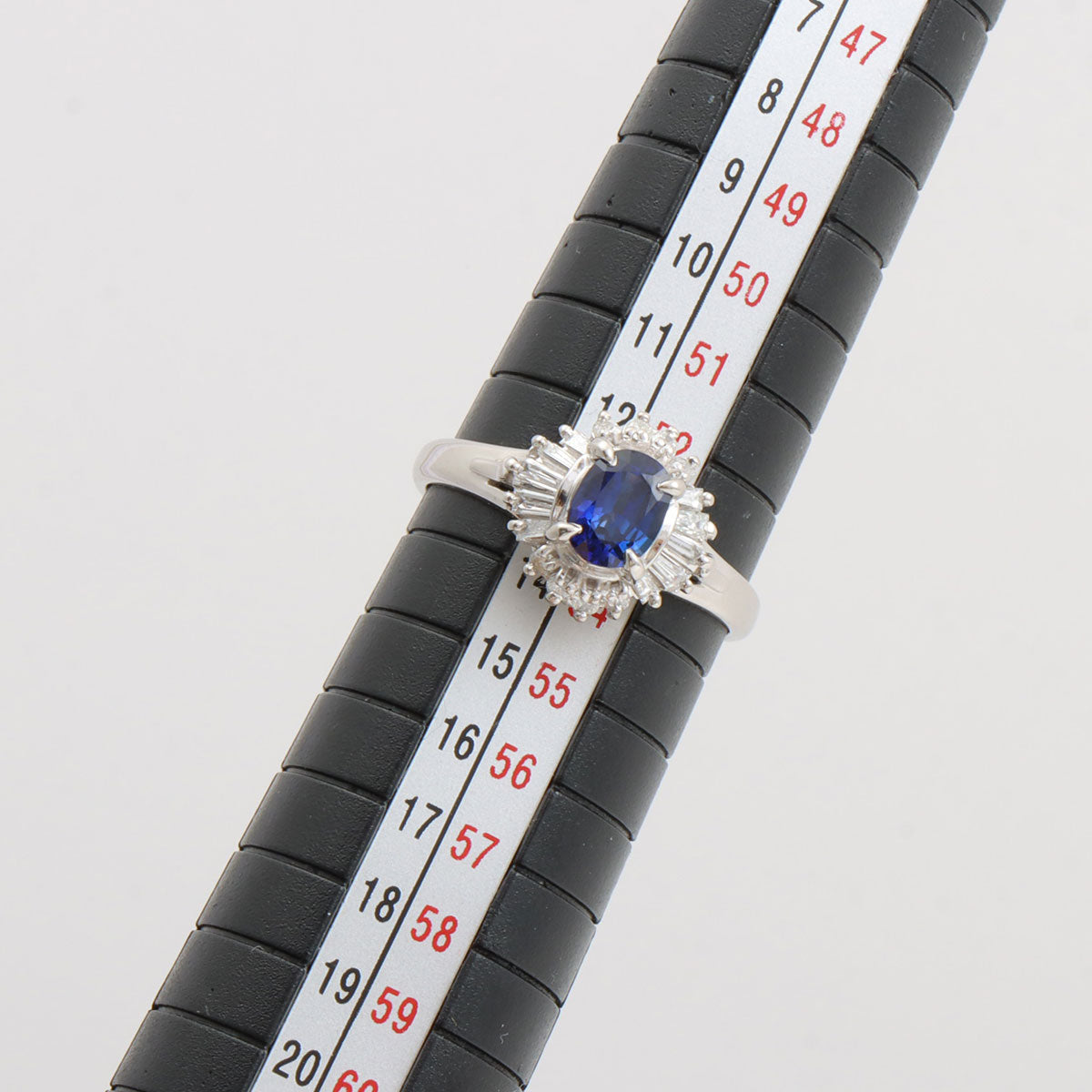 PT900 Sapphire Diamond Ring #53 Silver/Blue