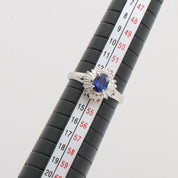 PT900 Sapphire Diamond Ring #53 Silver/Blue