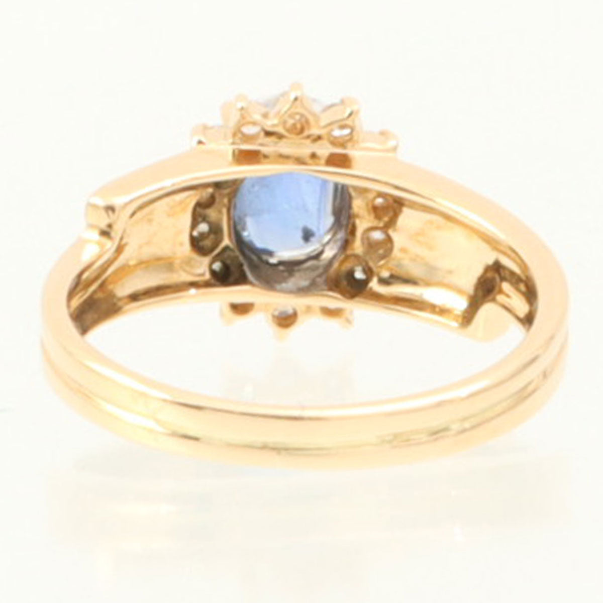 18K Sapphire Diamond Design Ring #50 Gold/Blue