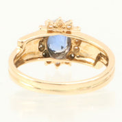 18K Sapphire Diamond Design Ring #50 Gold/Blue