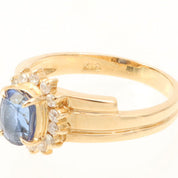 18K Sapphire Diamond Design Ring #50 Gold/Blue