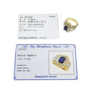18K Sapphire Diamond Design Ring #52 Gold/Blue