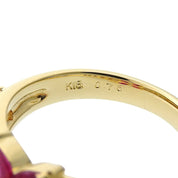18K Ruby Diamond Flower Ring #51 Yellow Gold/Cherry Red