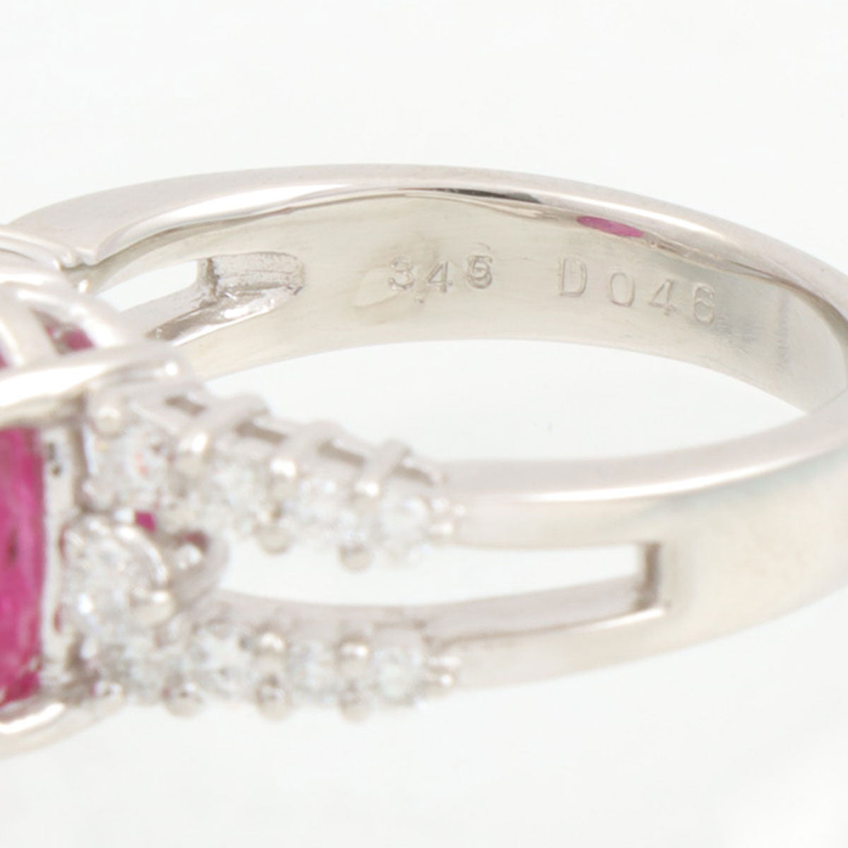 PT900 Ruby Diamond Oval Ring #51.5 Silver