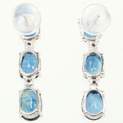 18K Sapphire and Diamond Pierced Earrings, White Gold/Blue