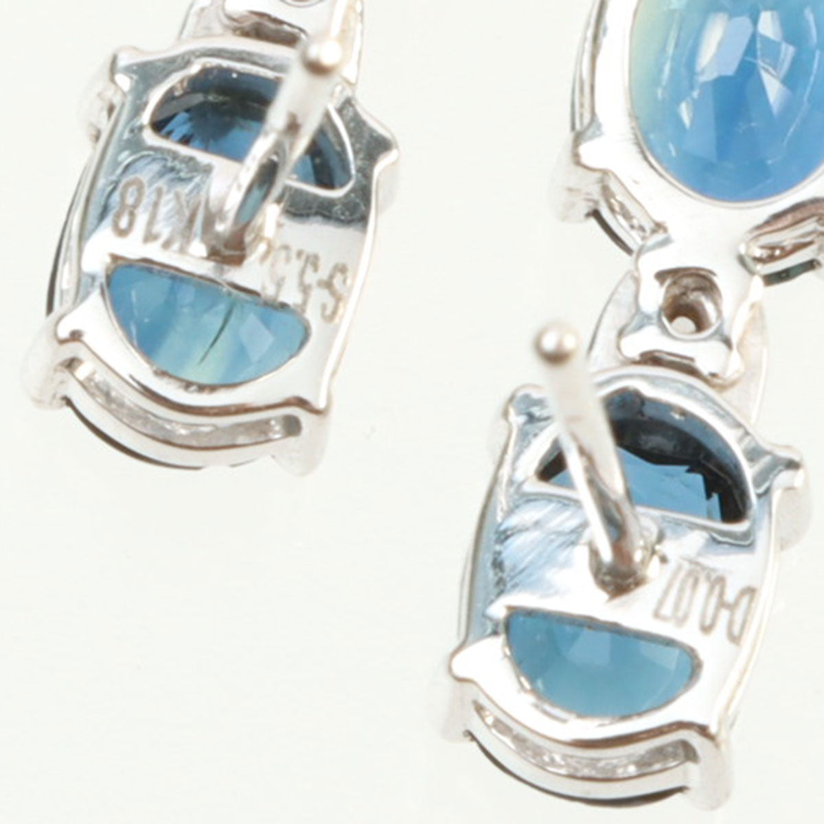 18K Sapphire and Diamond Pierced Earrings, White Gold/Blue