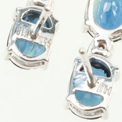18K Sapphire and Diamond Pierced Earrings, White Gold/Blue