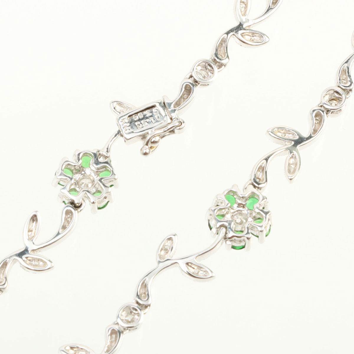 18K Garnet and Diamond Flower Motif Necklace, Green/Silver