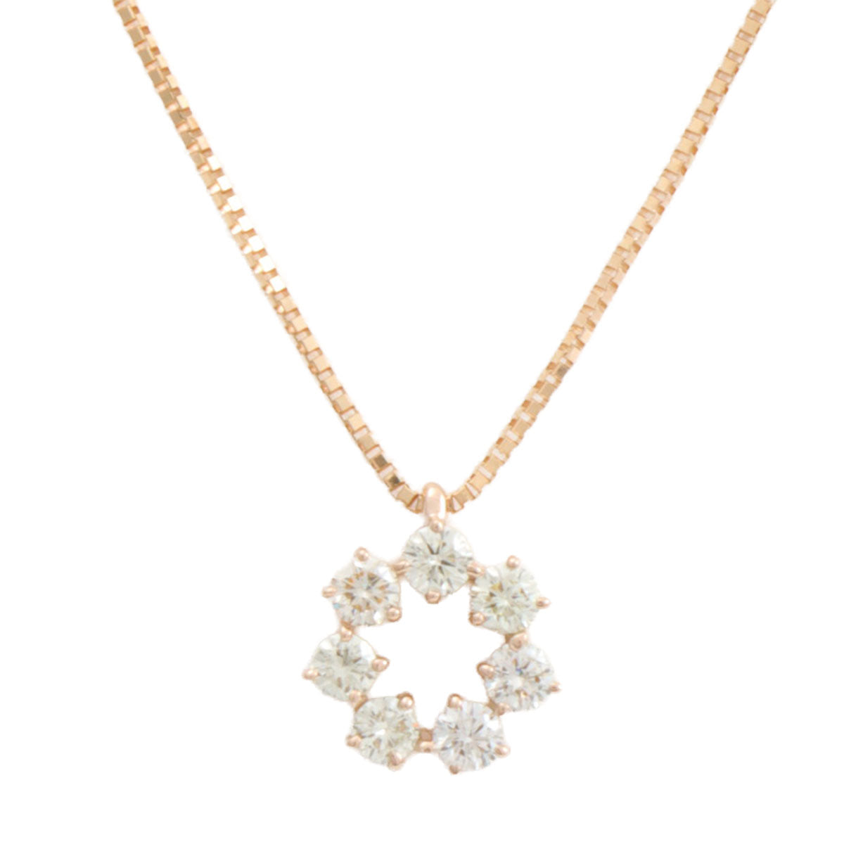 18K Diamond Circle Necklace Yellow Gold