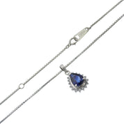 PT900サファイアダイヤモンドドロップモチーフネックレス シルバー/ブルー