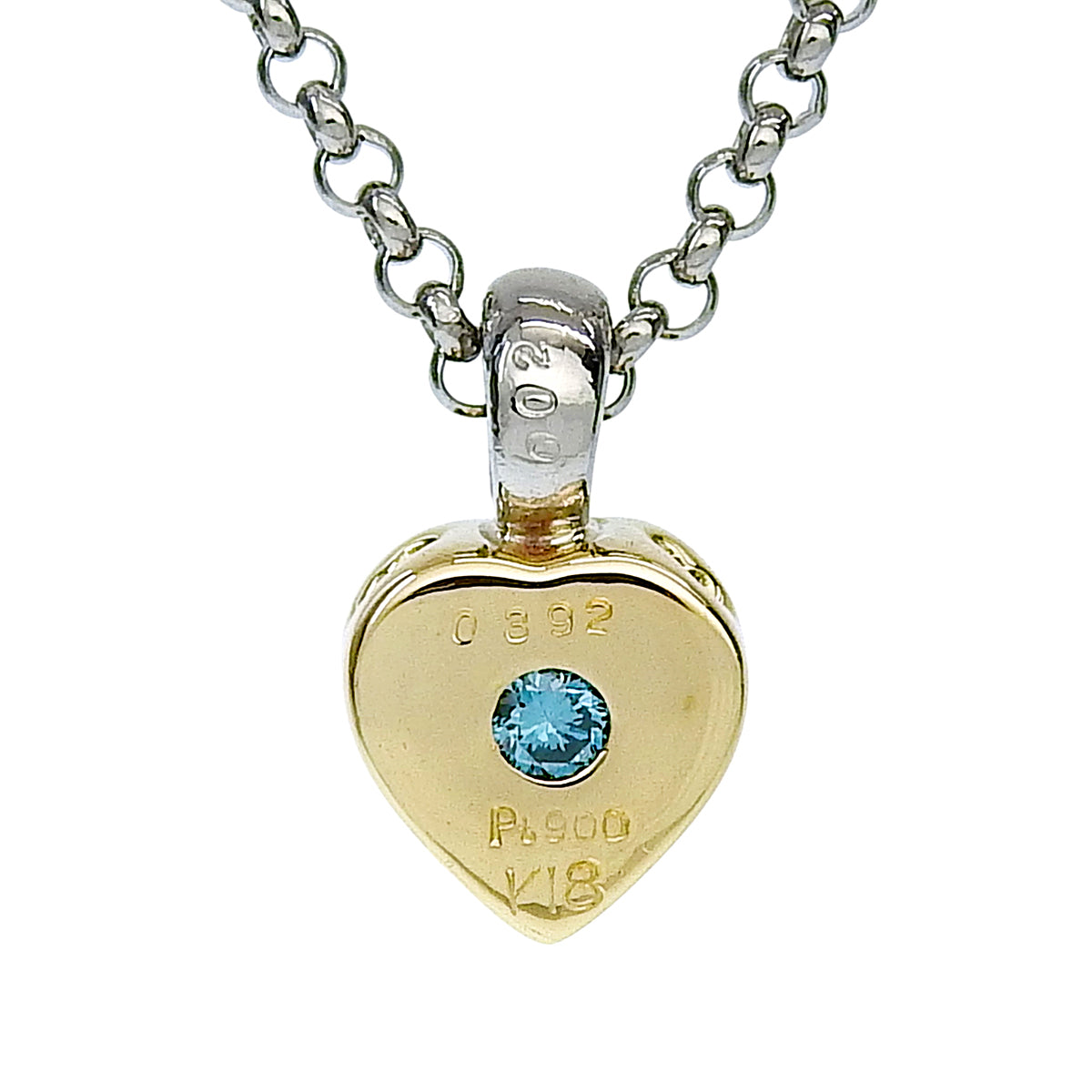 18K PT900 Diamond Heart Motif Necklace Silver/Gold