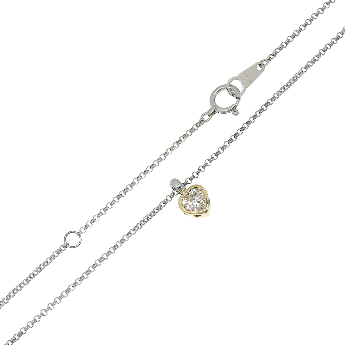 18K PT900 Diamond Heart Motif Necklace Silver/Gold