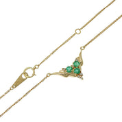 18K Gold/Green Emerald and Diamond Design Motif Necklace