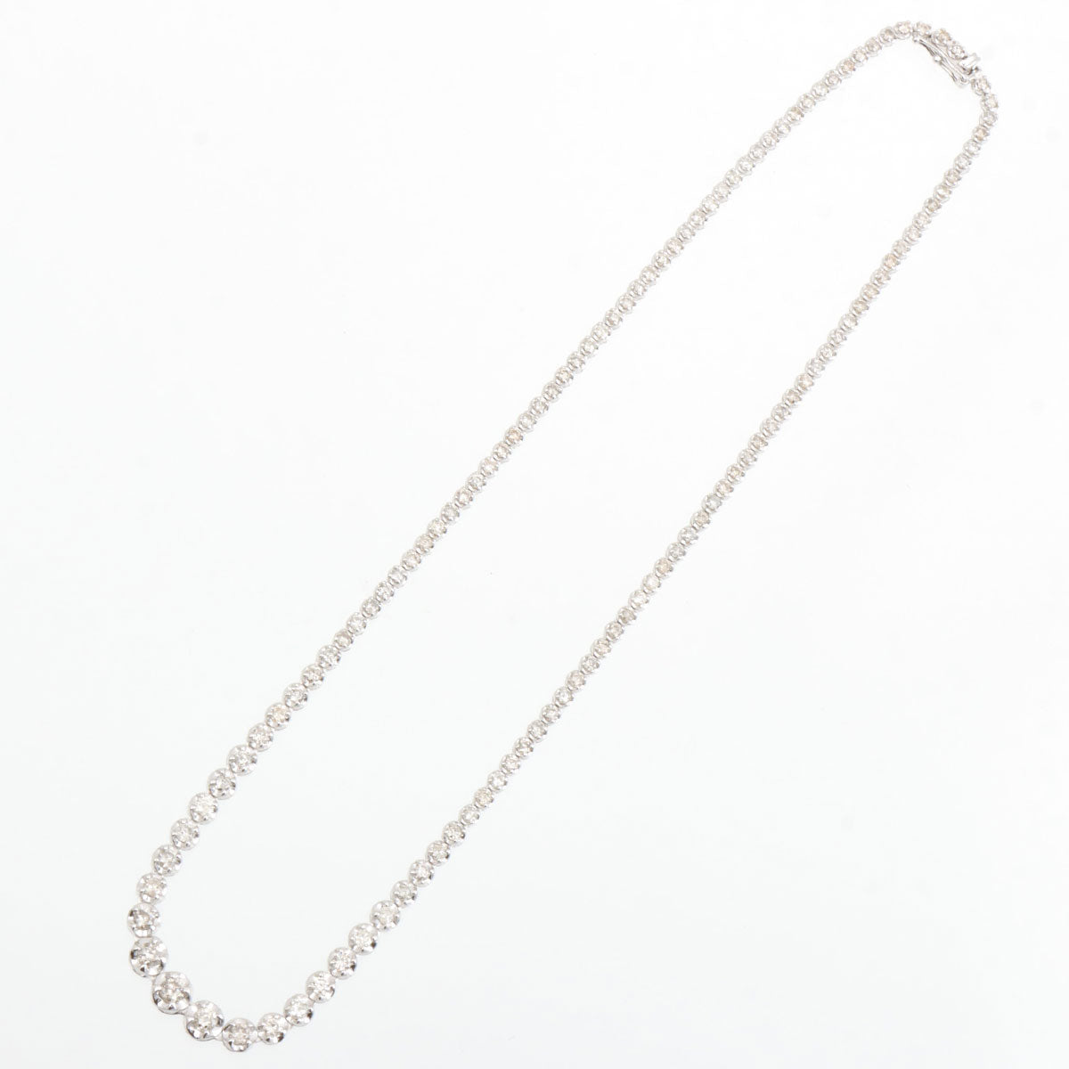18K White Gold Tennis Necklace