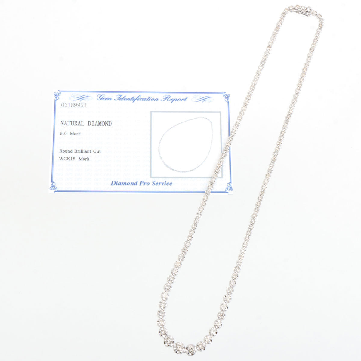 18K White Gold Tennis Necklace