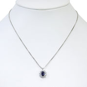 PT900蓝宝石钻石设计项链 银/蓝