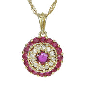 18K Ruby and Diamond Round Motif Necklace, Gold/Bordeaux